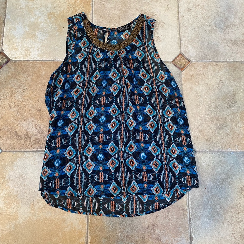 Beaded Neck Flowy Tank